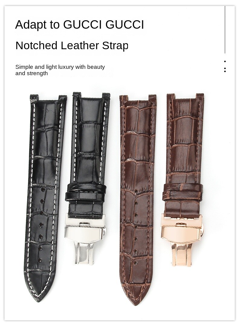 Genuine Leather Watch Strap 22mm Comfortable Durable Classic band fits Gucci