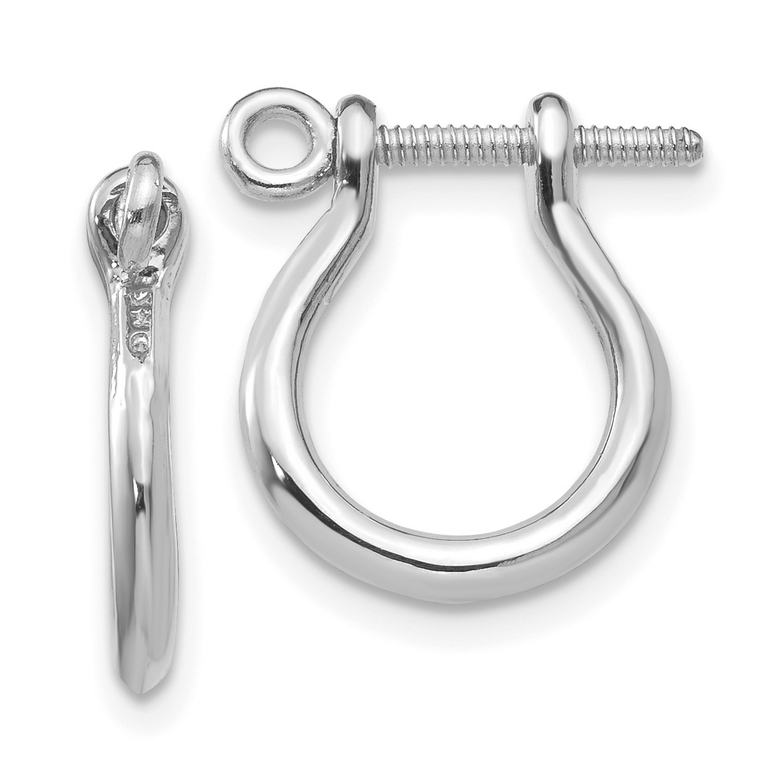 14k White Gold 3D White Gold Shackle Link Screw Earrings
