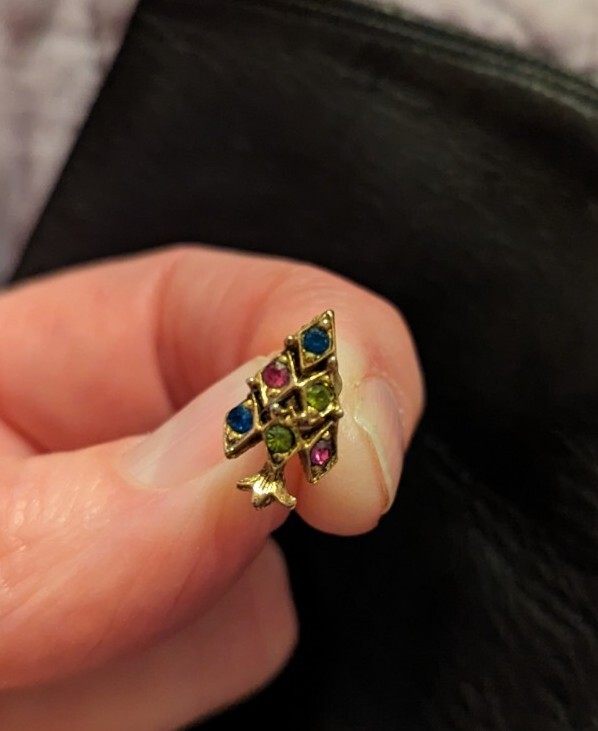Single Pierced Earring Yellow Gold Plated Multi Gemstone TREE