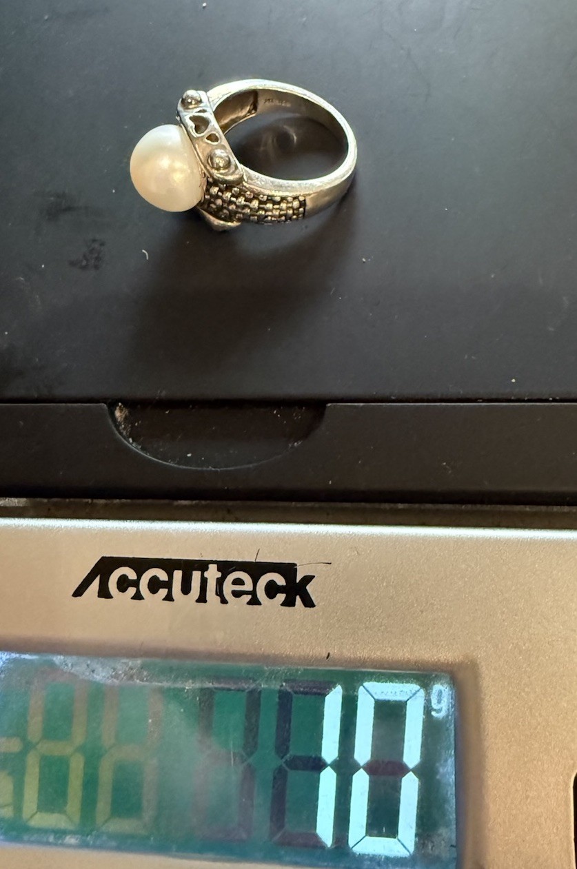 Cultured Freshwater Pearl 11.6mm Sterling Silver Ring 8g Size 8.5-9