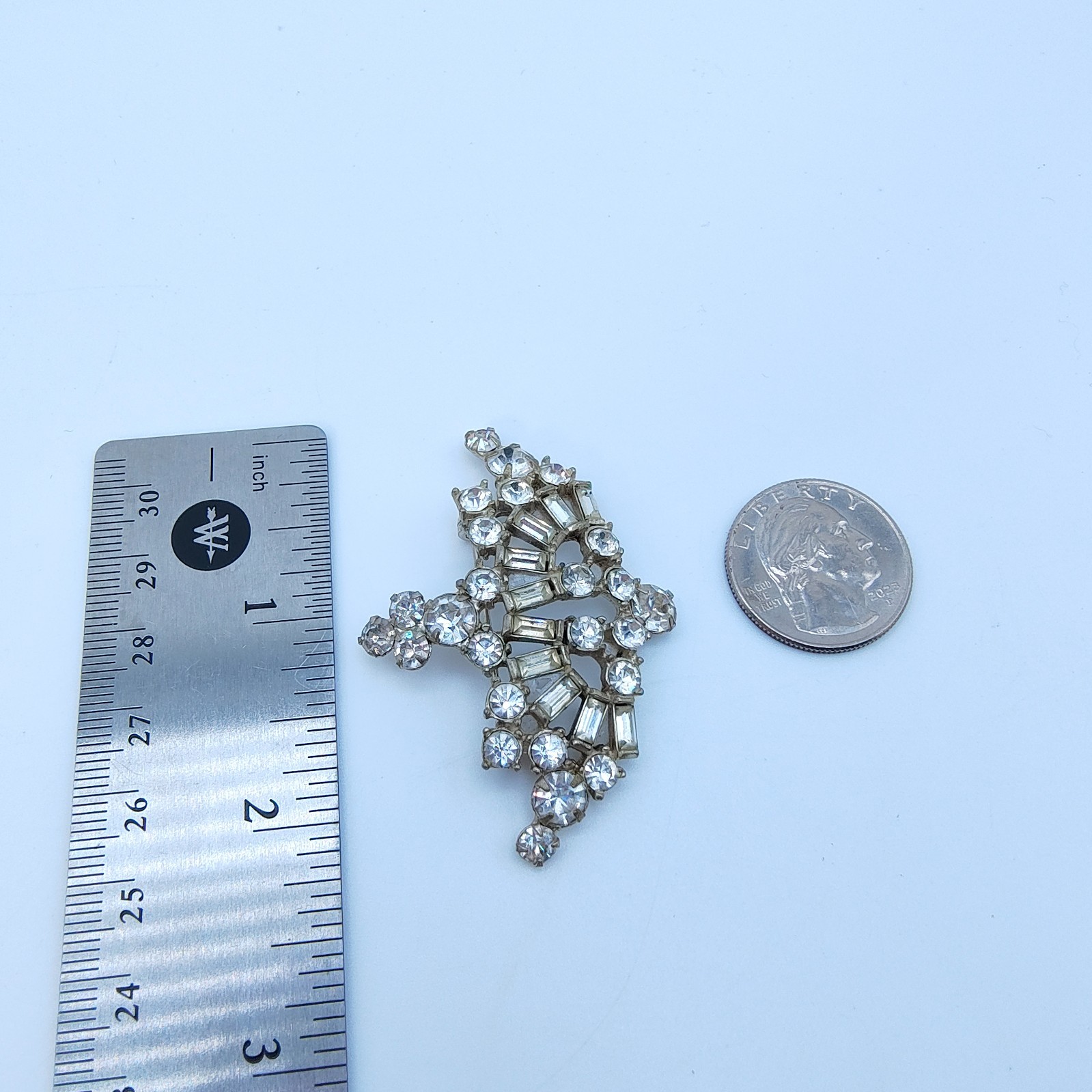Vintage Art Deco Rhinestone Crown Brooch Old Hollywood Regency Tiara Royalcore
