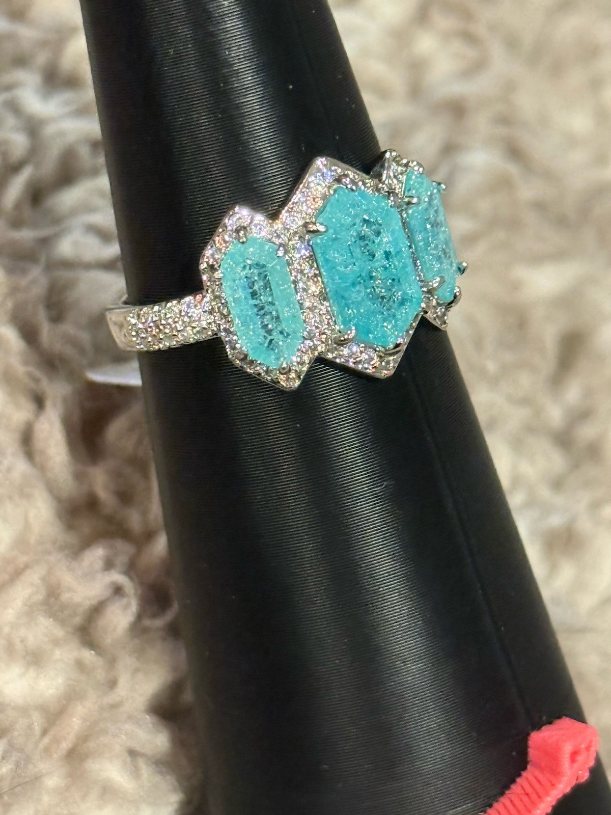 Bomb Party OG Ring-Delicately Decadent-Size 9 Ice Crystal-Rhodium-RG34723