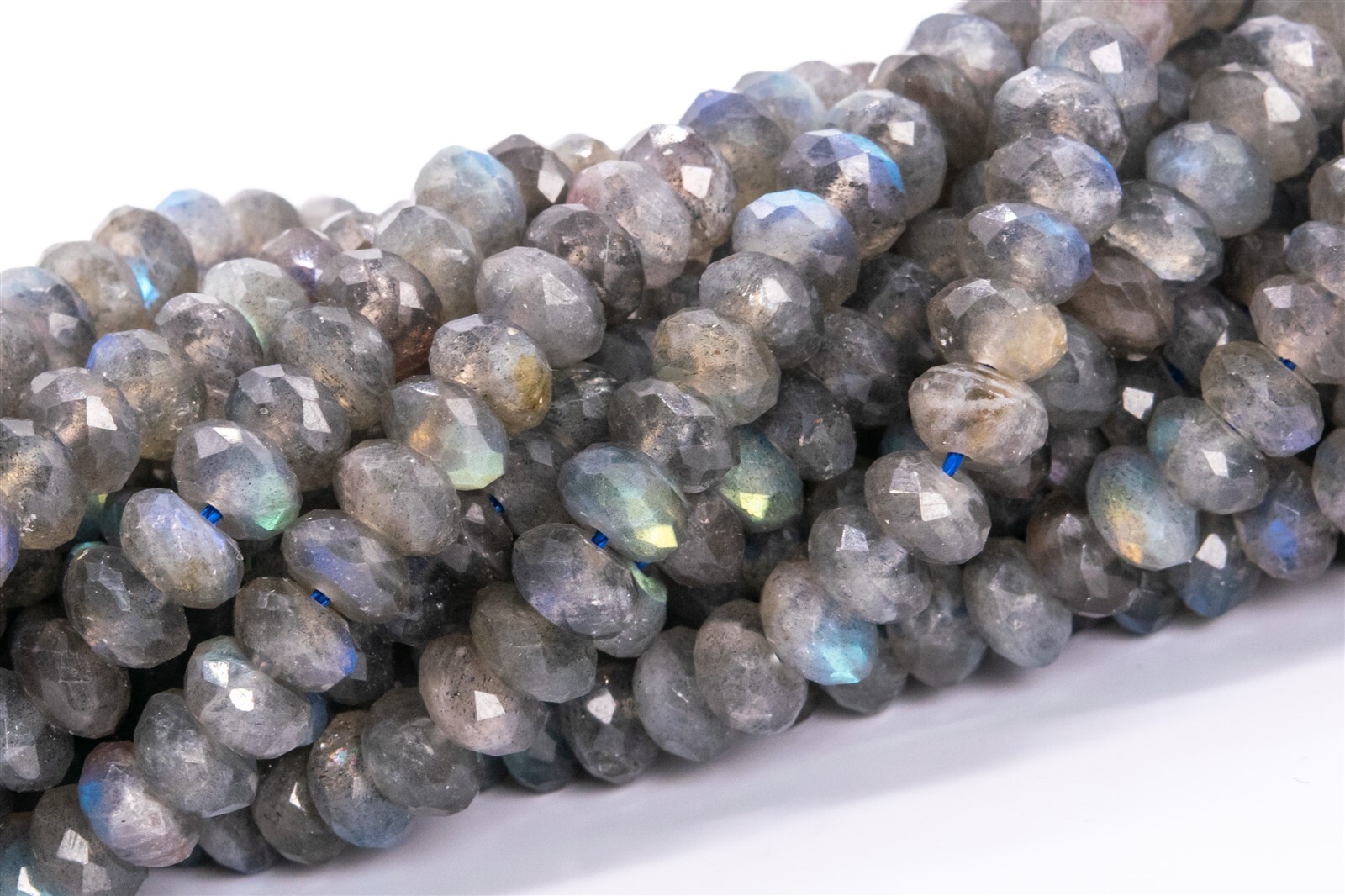 6-7x3MM Genuine Natural Labradorite Beads Grade AAA Faceted Rondelle Loose Beads