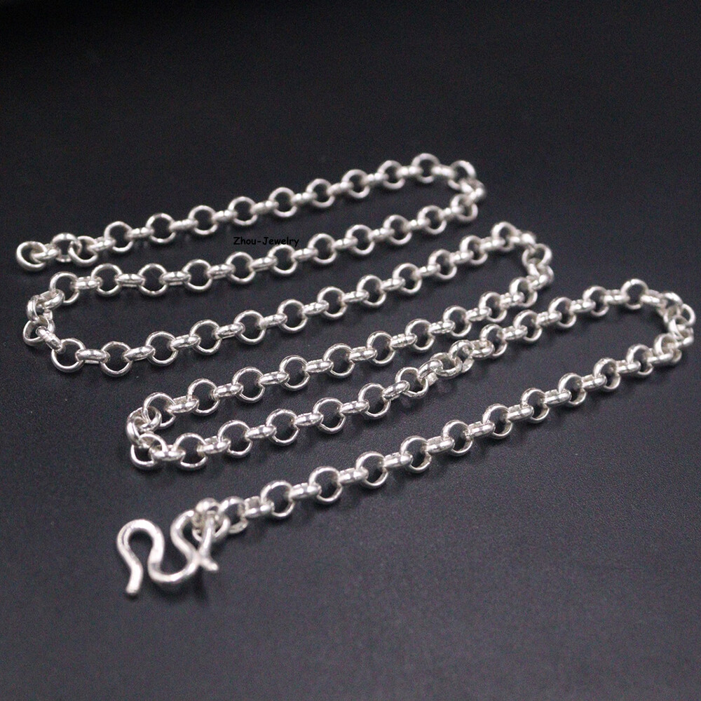 Real S925 Sterling Silver Chain 4.5mm Cable Rolo Link Necklace 16-17g 19.6inch