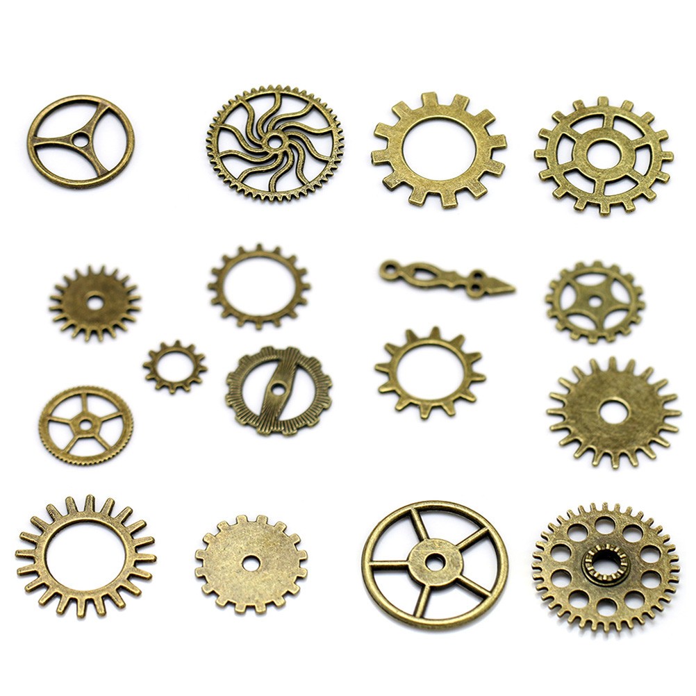 17Pcs Alloy Gear Pendant Charms Bulk for DIY Jewelry Making Golden Steampunk