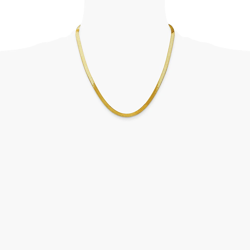 14K Yellow Gold 5mm Silky Herringbone Chain Necklace 16″-24″