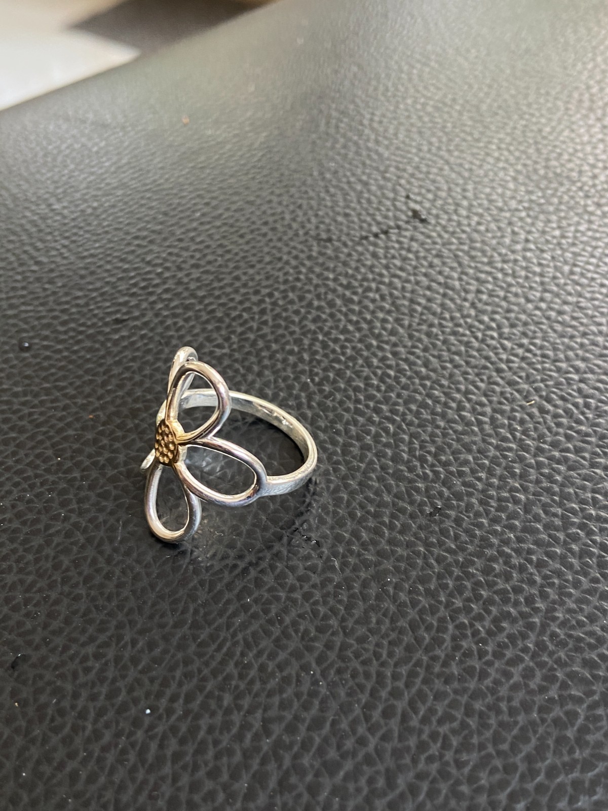 925 Sterling Silver Daisy Flower Ring Two Tone Gold Open Petal Boho Band 4-15US