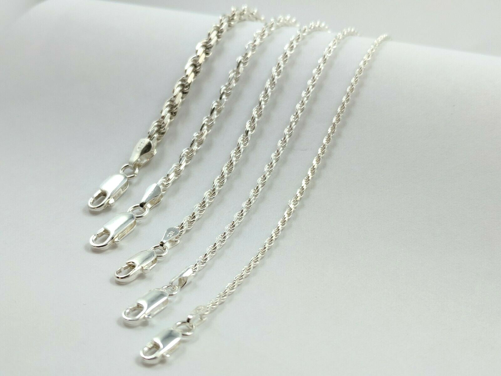 Sterling Silver Rope Chain Mens Boys Womens Bracelet or Necklace 925 .925