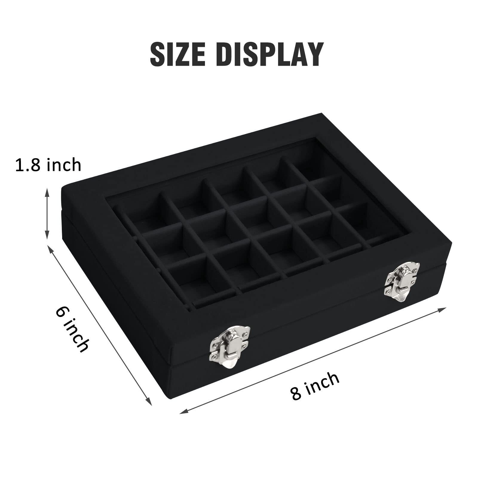 24 Grid Jewelry Tray Organizer Transparent Lid for Earrings Rings Pendants