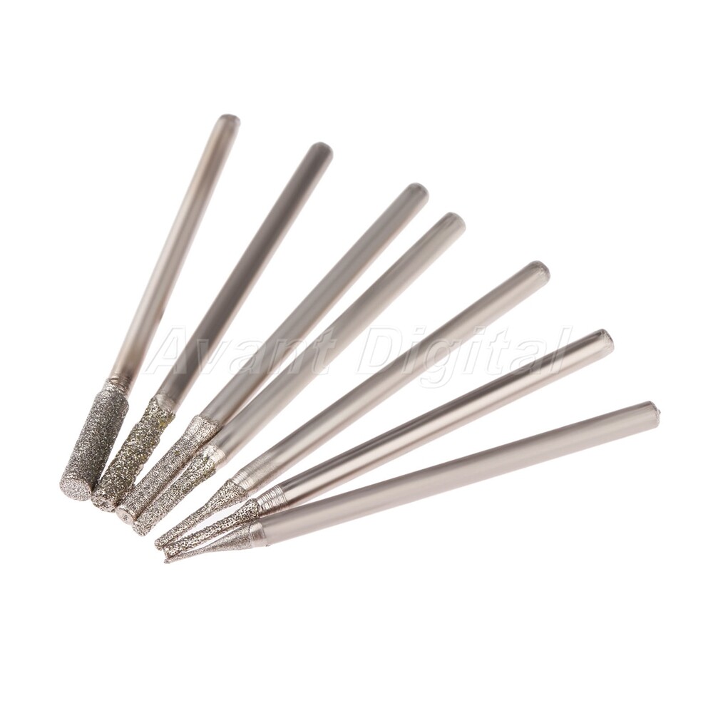 7x Carborundum Diamond Abrasive Bur Grinding head Punching Jade Crystal Ceramic