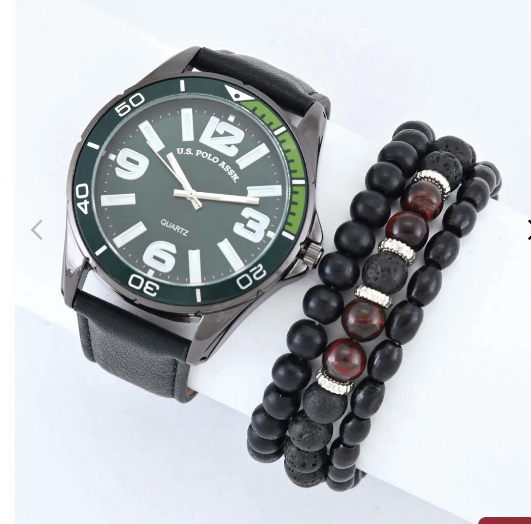 Us Polo Assn. Mens Watch Stackable Black Strap