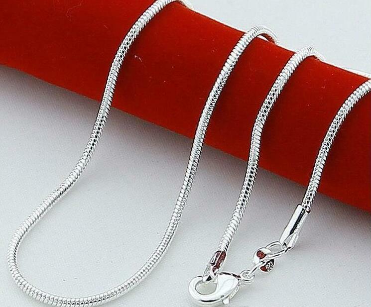 IMPORTED 925 Sterling Silver 2MM Italian snake chain 18″ necklace men women DIY