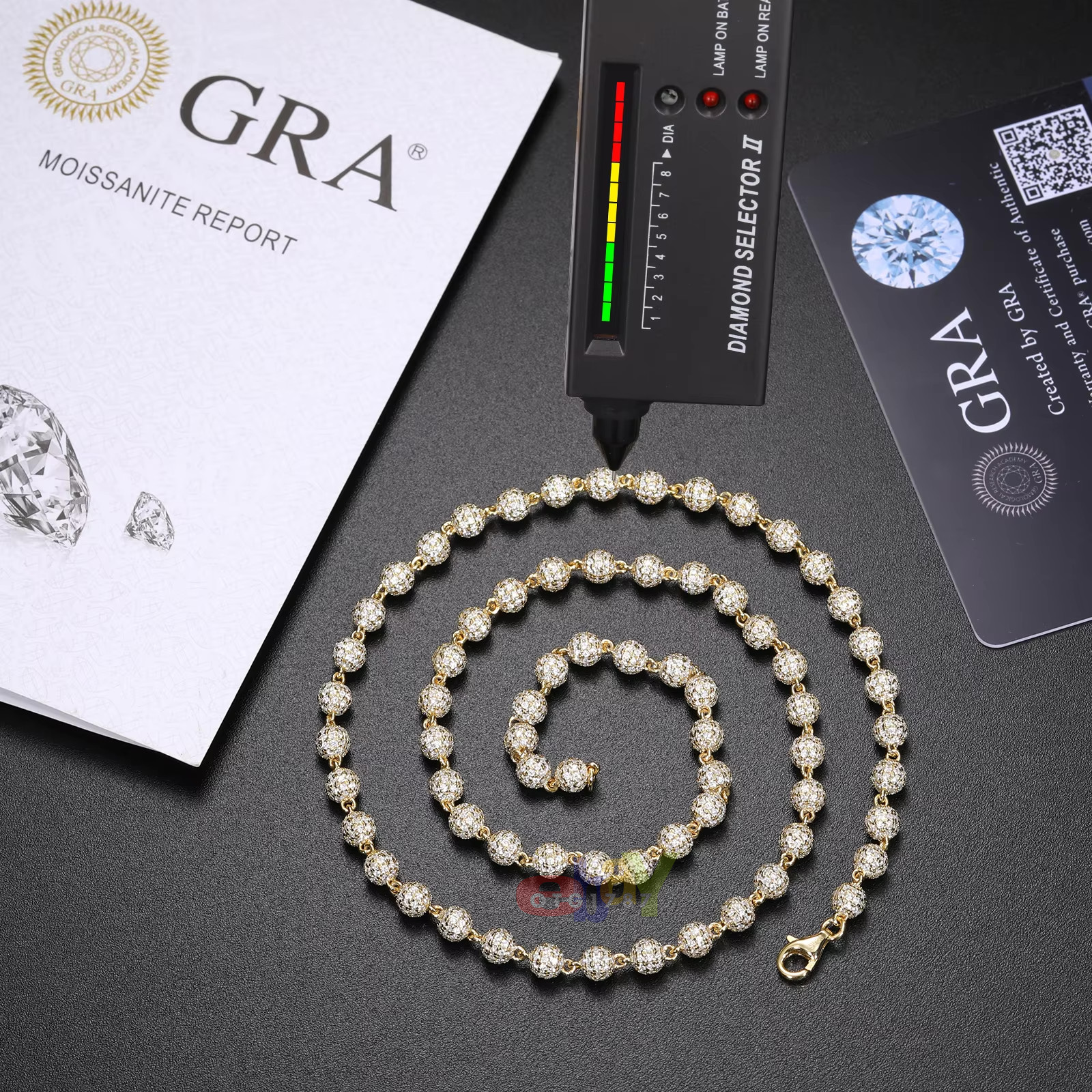 5mm Fully Iced VVS1 D Moissanite Bead Tennis Chain / Bracelet 925 Passes Tester!
