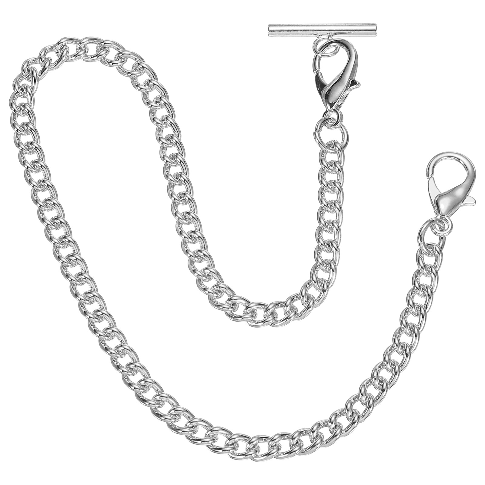 Pocket Watch Chains 12.6″ (32cm) Mental Chains with Side Buckle Clasp, Silver