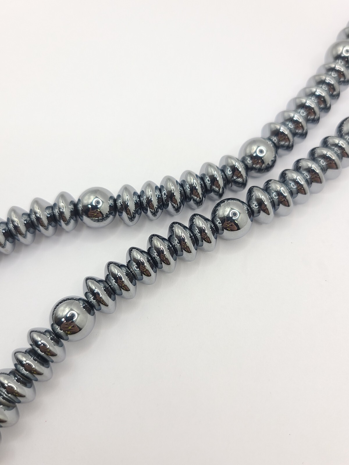 Terahertz 10mm Beaded Necklace 20 Inches Rhodium over Sterling