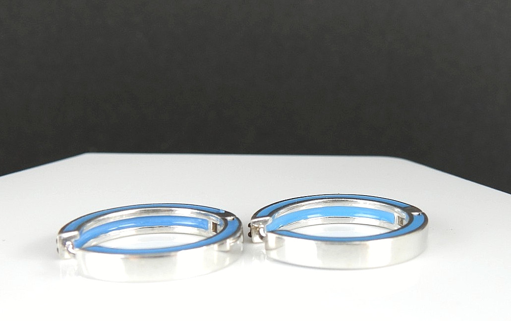 Vintage EFFY Balissima 925 Sterling Silver Enamel Multi Gemstone Hoop Earrings