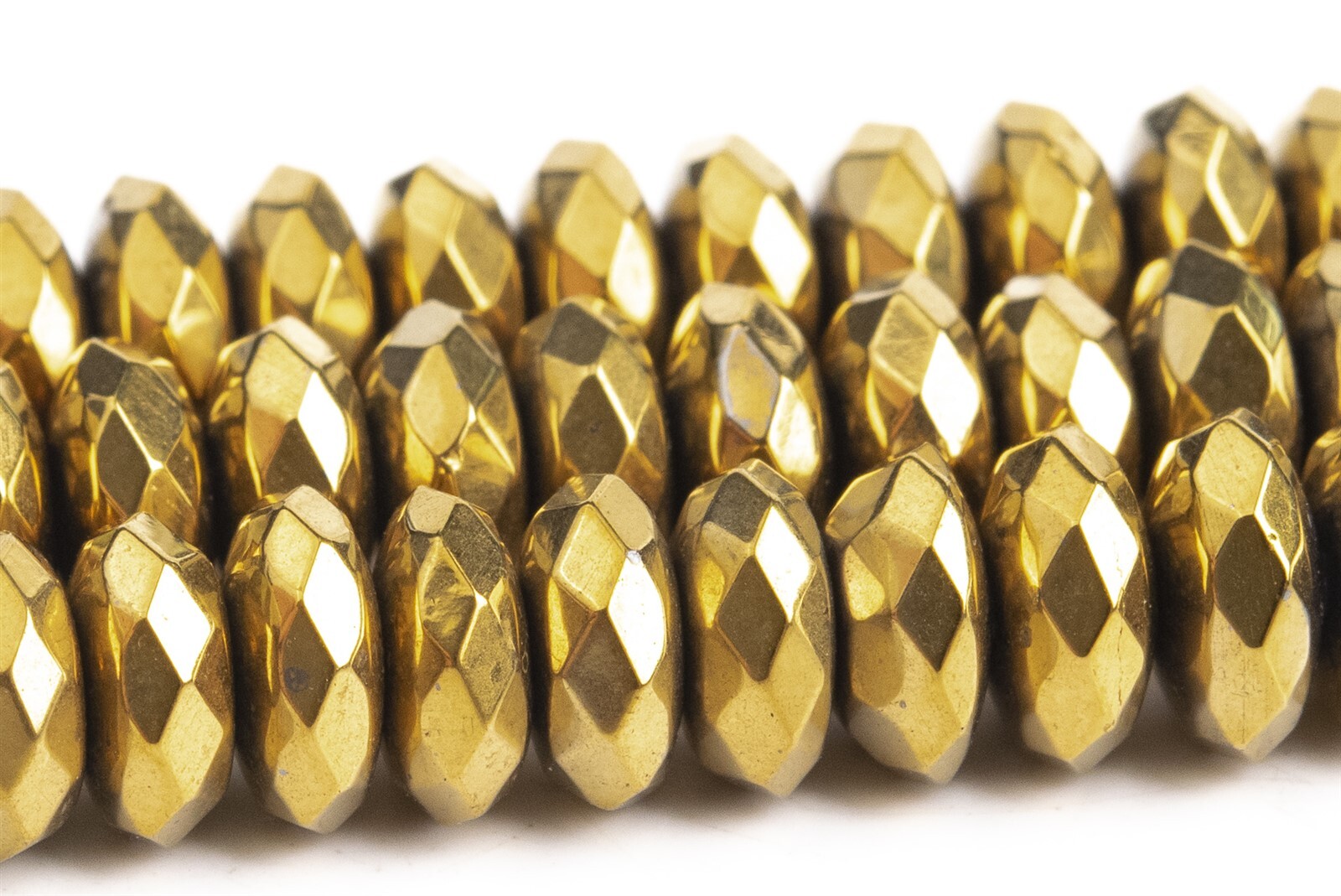 7x3MM Gold Hematite Beads Grade AAA Faceted Rondelle Gemstone Loose Beads