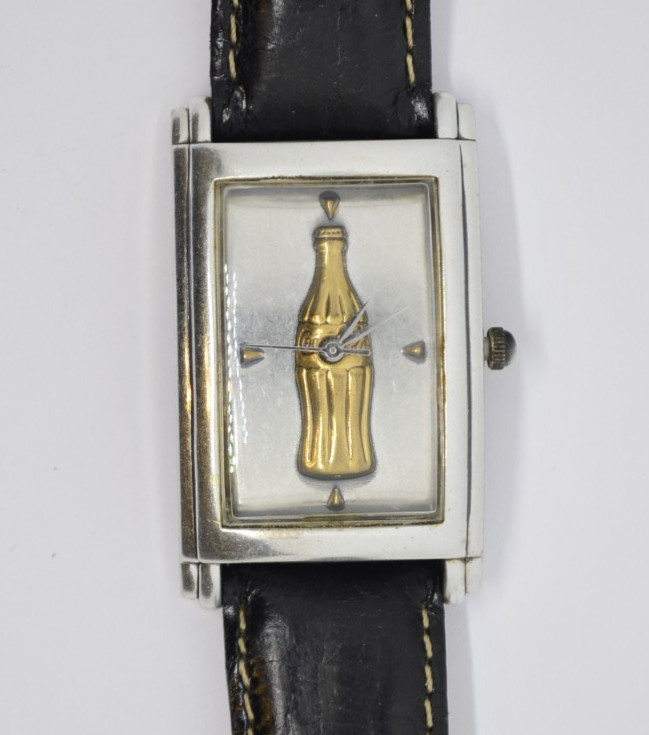 1996 Coca-Cola Watch Vintage Limited Edition 890/1500 Rectangle Black Leather