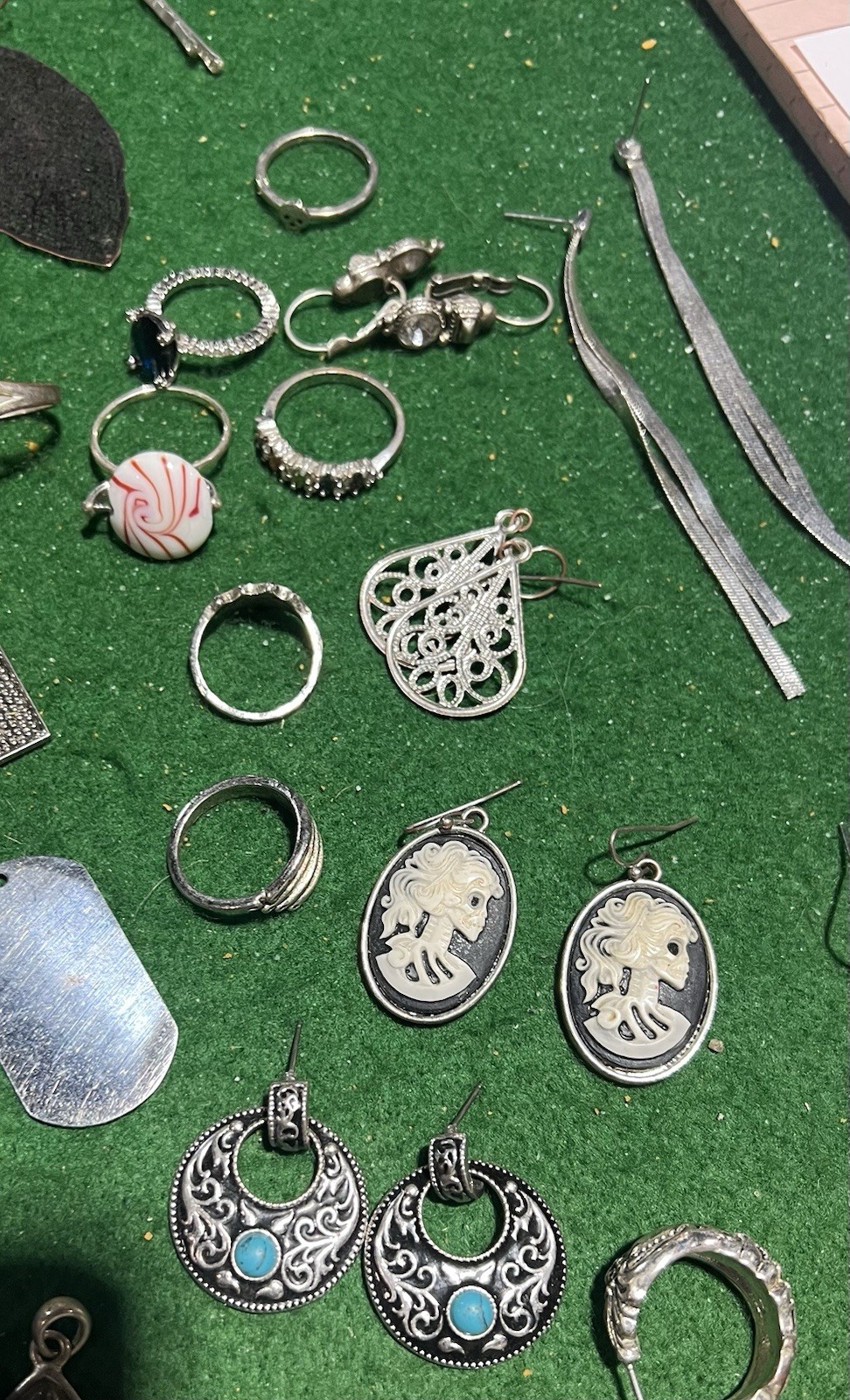 Lot of Jewelry with Several Pieces of Rings Earrings and Other Items See Photos