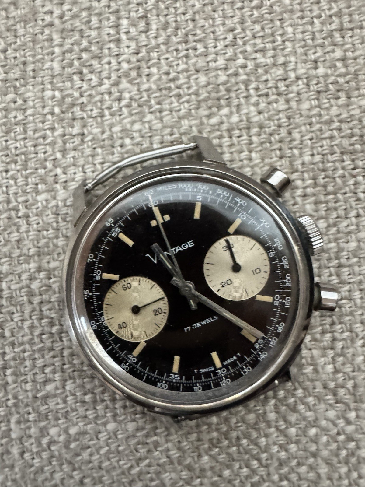 Vintage Vantage Chronograph II Panda Tropical Dial 1970s Hamilton Valjoux 7733