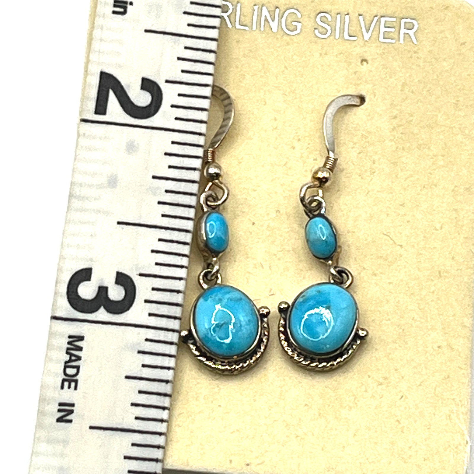 Turquoise Earrings 1″ Drop Dangle Hooks Philippines SW Style Sterling 925