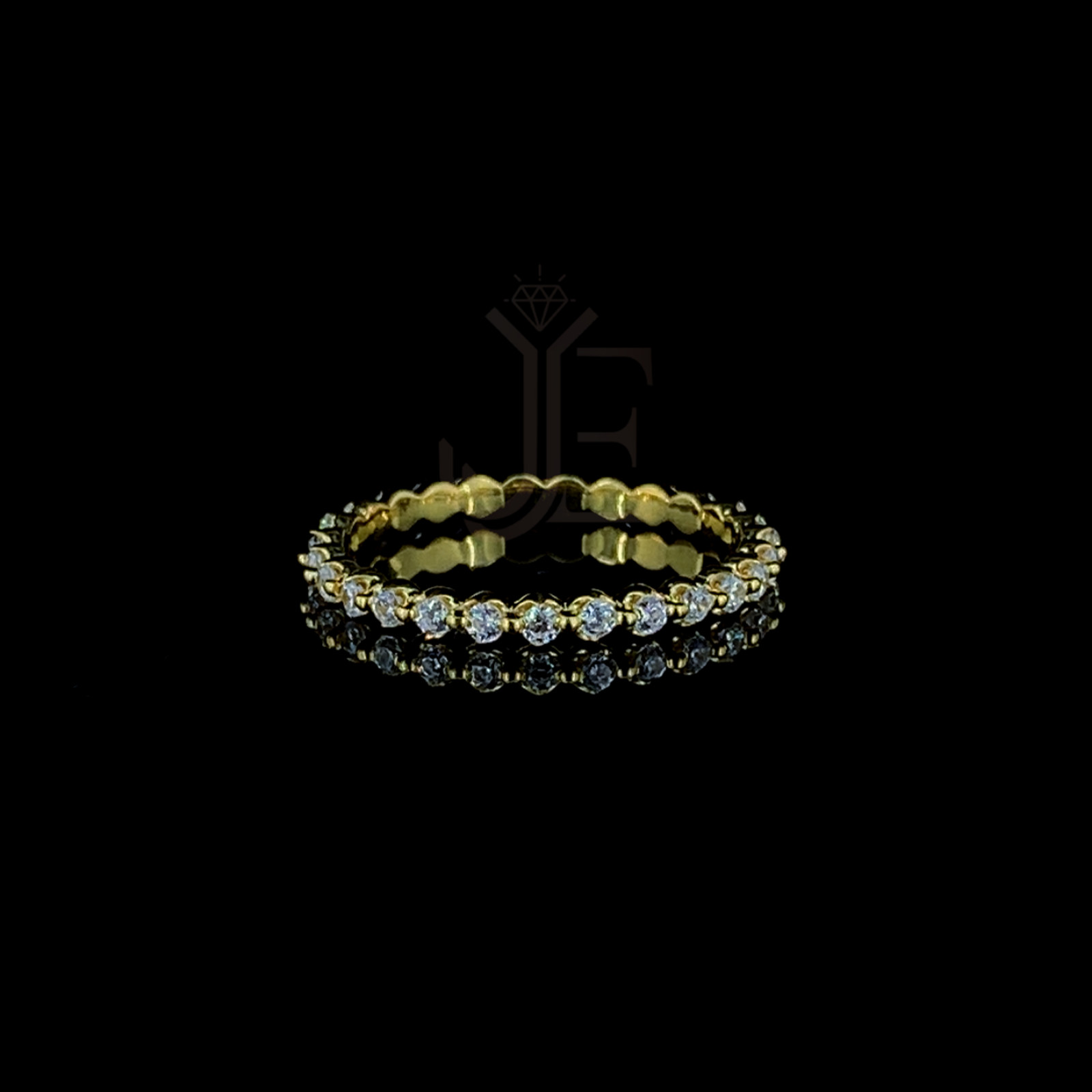14K Gold Moissanite Full Eternity Band, Bubble Shared Prong, Stack Wedding Ring