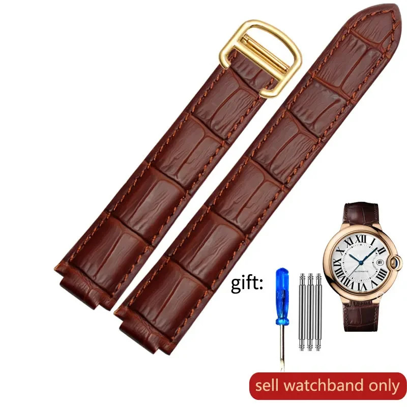 Genuine Leather Strap for Cartier Blue Balloon Men Women Vintage Soft
