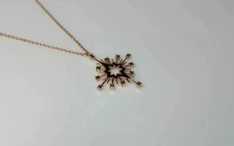 14K Rose Gold Plated Round Cut Lab Created Diamond 2Ct Women’s Sunburst Pendant