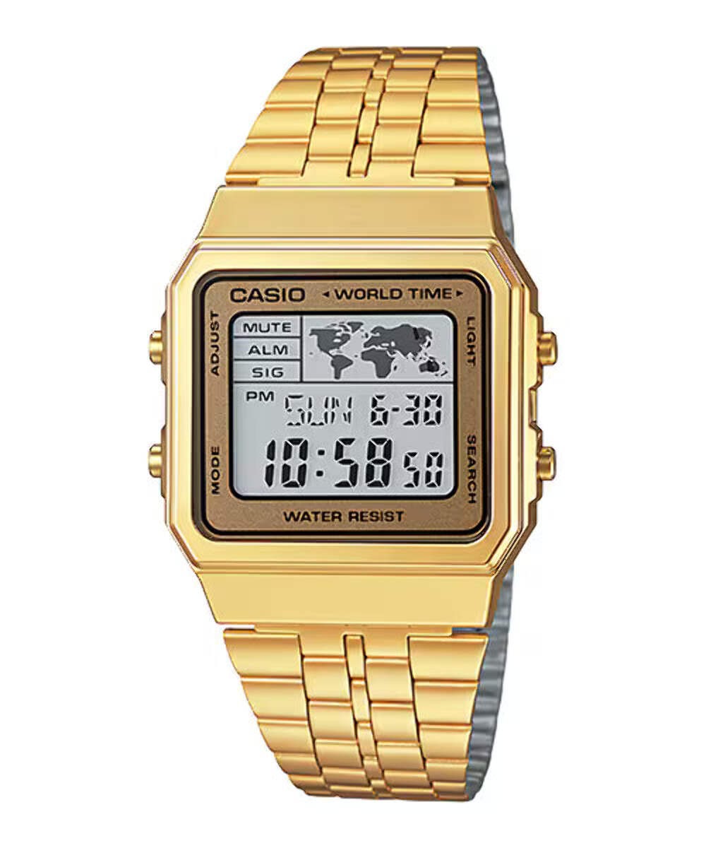 CASIO A500WGA-9 A500 WORLD TIME MEN’S GOLD DIGITAL WATCH