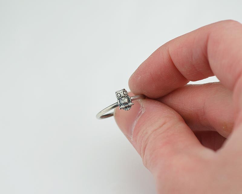 Sterling Silver Little Owl Ring Handmade Custom Sizes Available Solid .925