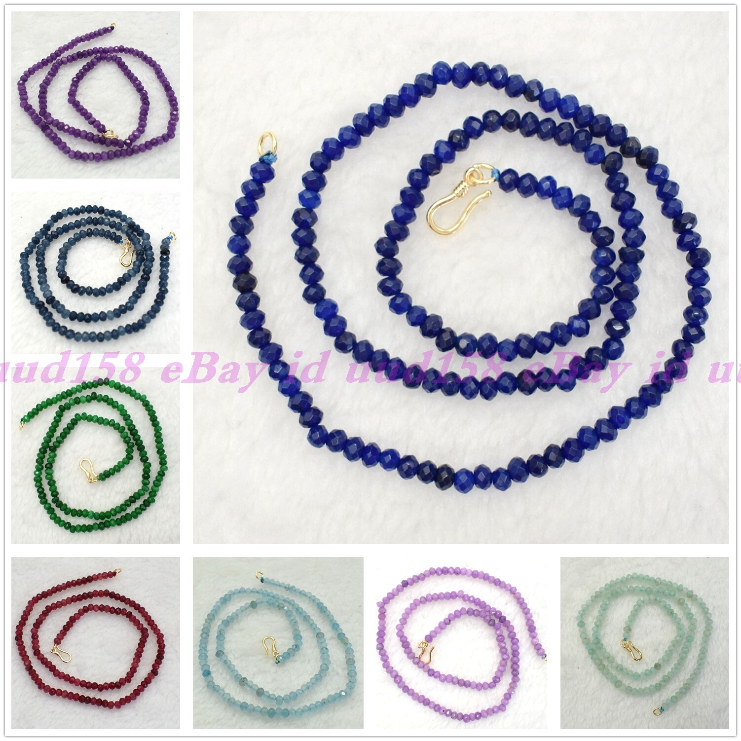 Lots 2x4mm Faceted Assorted Multiple Roundel Gemstone Beads Necklace 18”