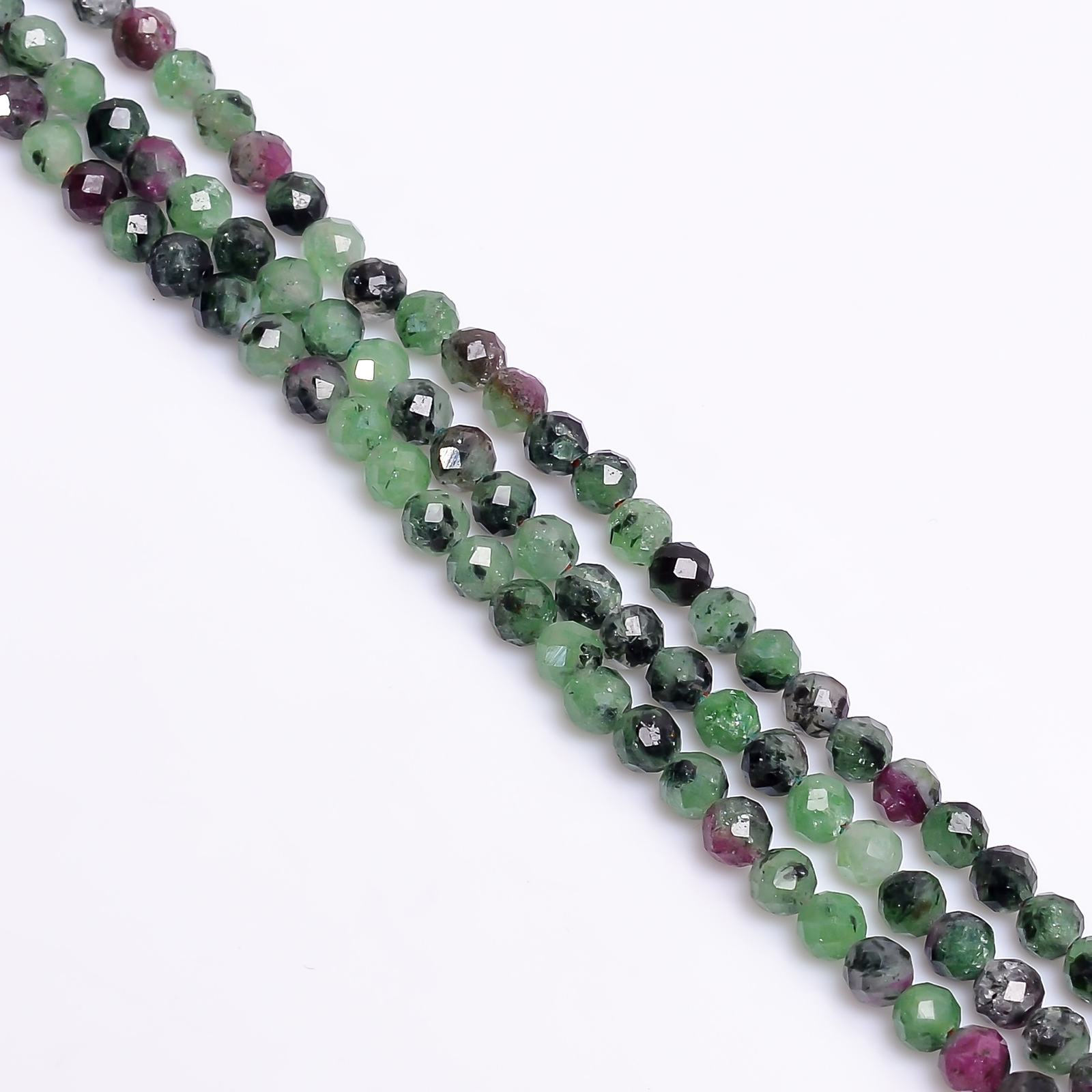 100% Natural Ruby Zoisite Gemstone Round Faceted Beads 3X3 mm Strand 13″ EB-246