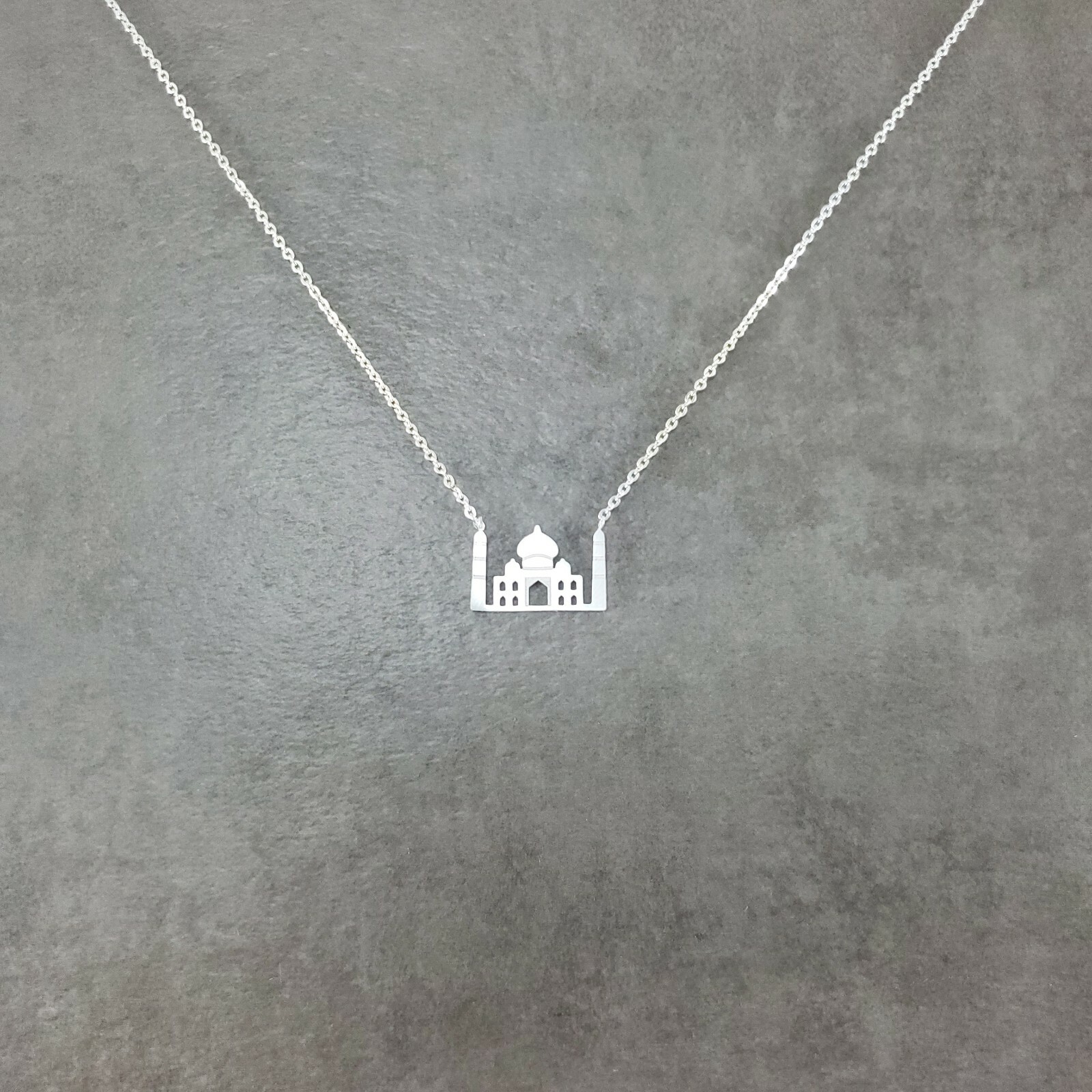 Taj Mahal SILVER Plated Necklace India Mausoleum Agra Asia Punjabi Shah Jahan