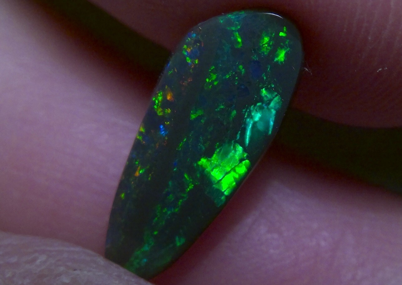 1.78ct solid Lightning Ridge black opal, stunning multicolour *see video*