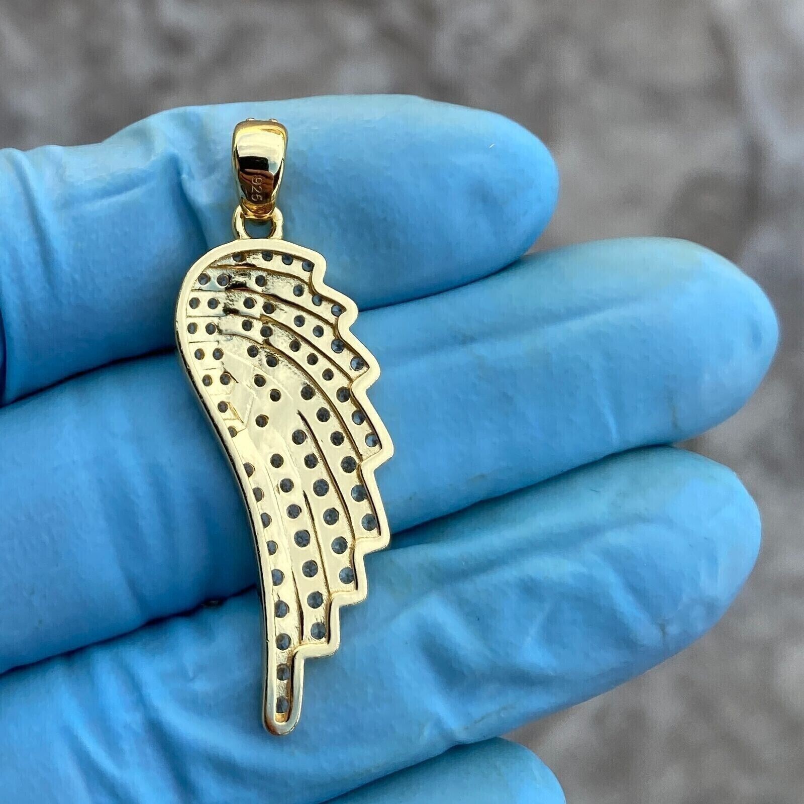 Round Cut Simulated Diamond Stunning Wing Fancy Pendant 14K Yellow Gold Plated