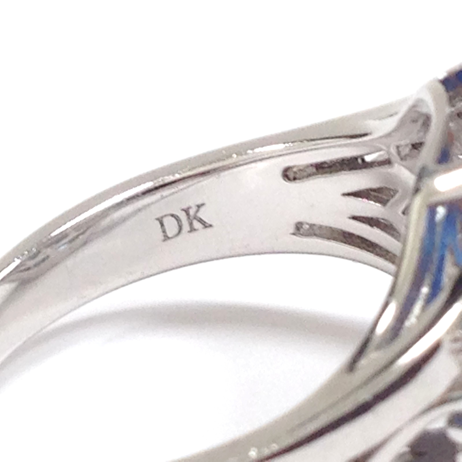 DK Signed 925 Sterling Silver Blue and Red Gemstone Cocktail Ring Size 7.75