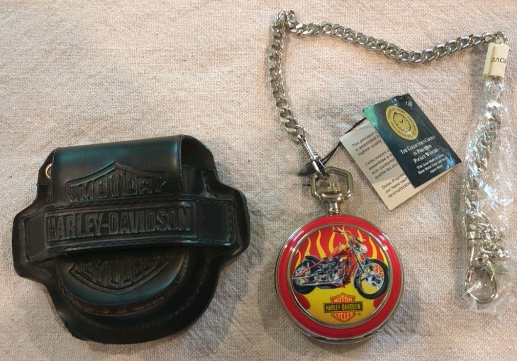 FRANKLIN MINT COLLECTORS WATCH Harley-Davidson Billy Bike Pocket Watch. Working!