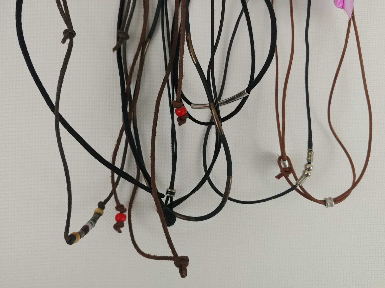 Lot 10 Mixed Surfer Style Necklaces Black Brown Leather Rubber Free Ship Velvet