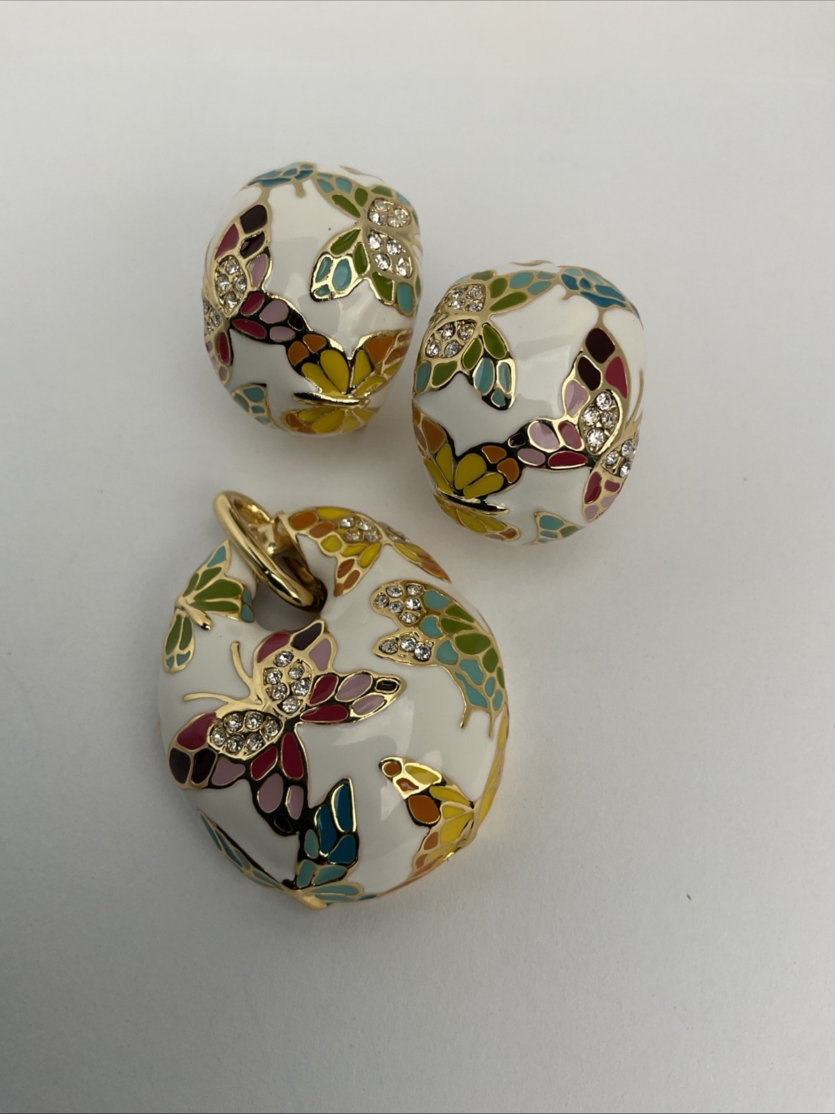 QIANSE “Spring of Versailles Butterfly Enamel Set Bracelet Pendant Earrings