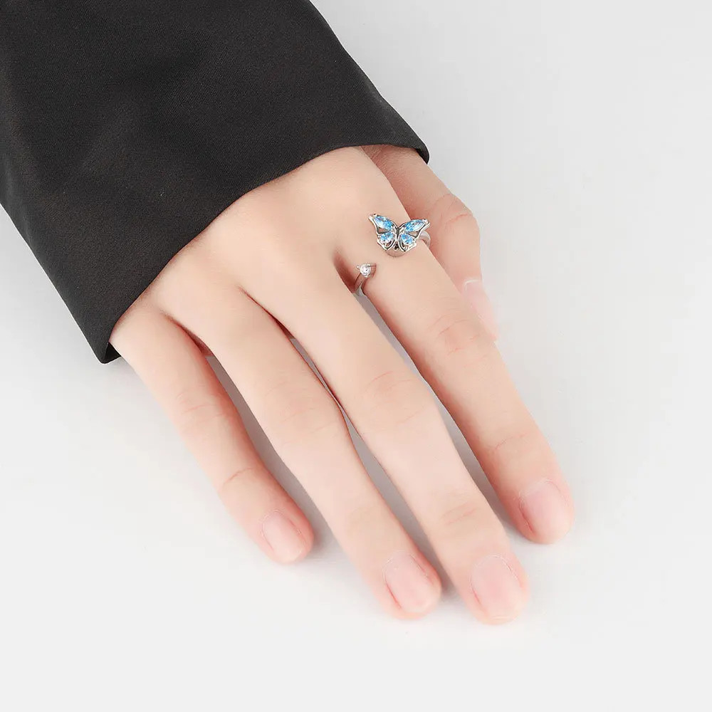 Sterling Silver Sunflower Diamond Zircon Rotatable Ring For Women