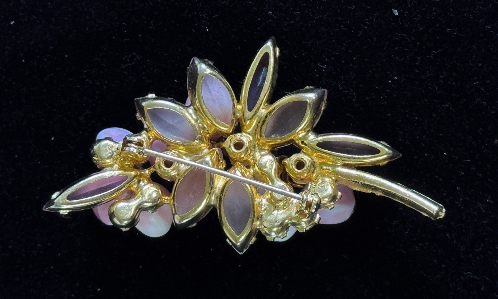 Verified Juliana D&E Cha Cha Brooch Pink Stripe Glass Rhinestone Floral READ
