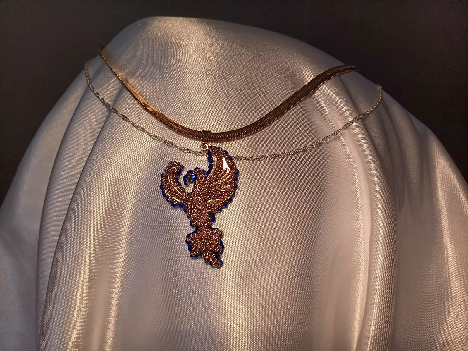 Crystal Phoenix Necklace – Dual Ice & Fire Bird Jewelry – Phoenix Set Gift