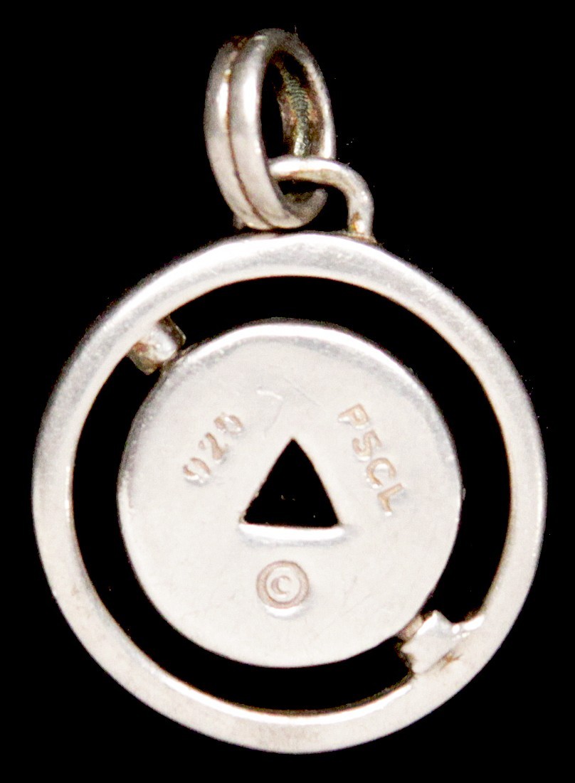 Vintage PSCL Peter Stone 925 Sterling Silver Amethyst Spinner Pendant Charm AA