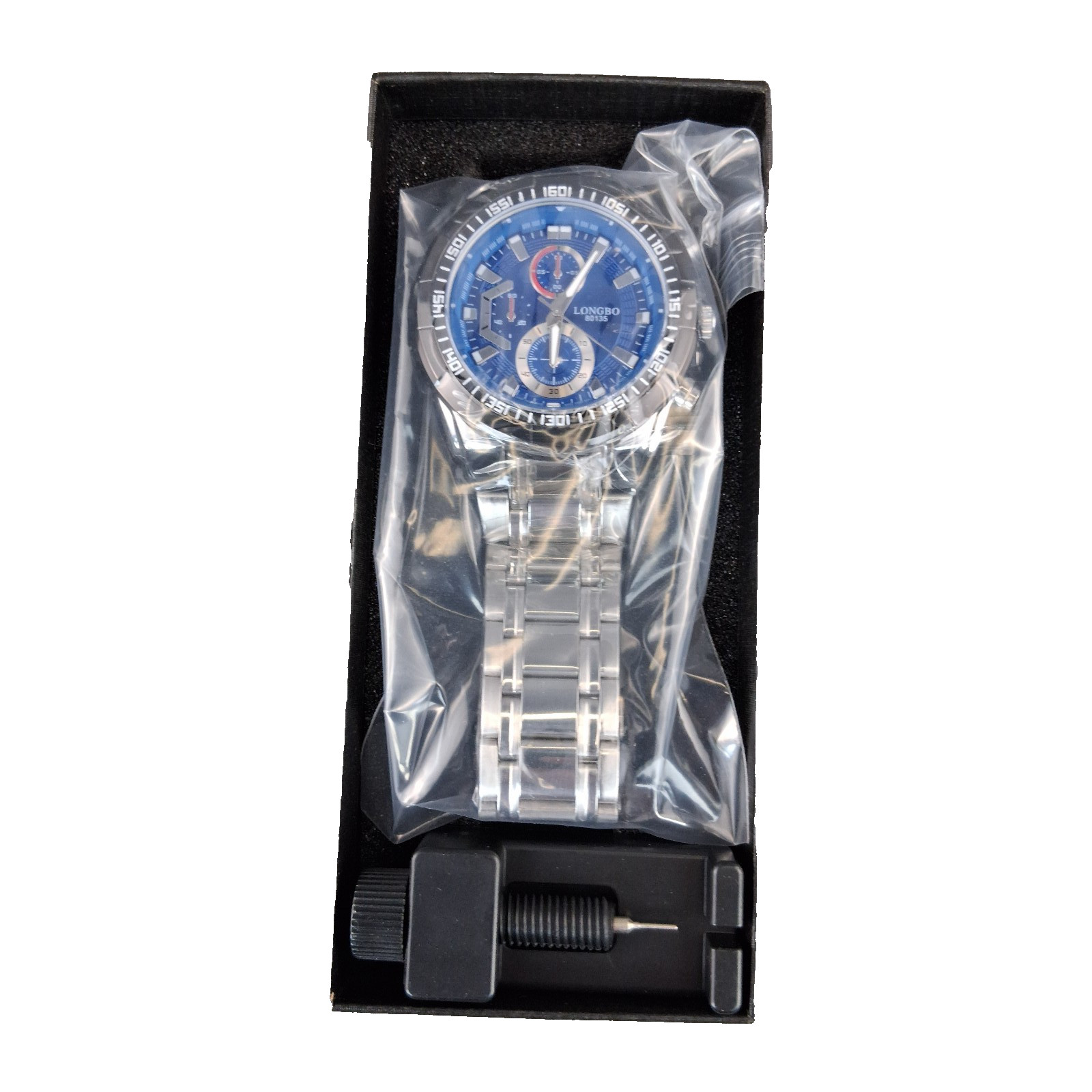 LONGBO Blue Business Casual Stainless Steel Decorative Sub dials Big Blue Watch