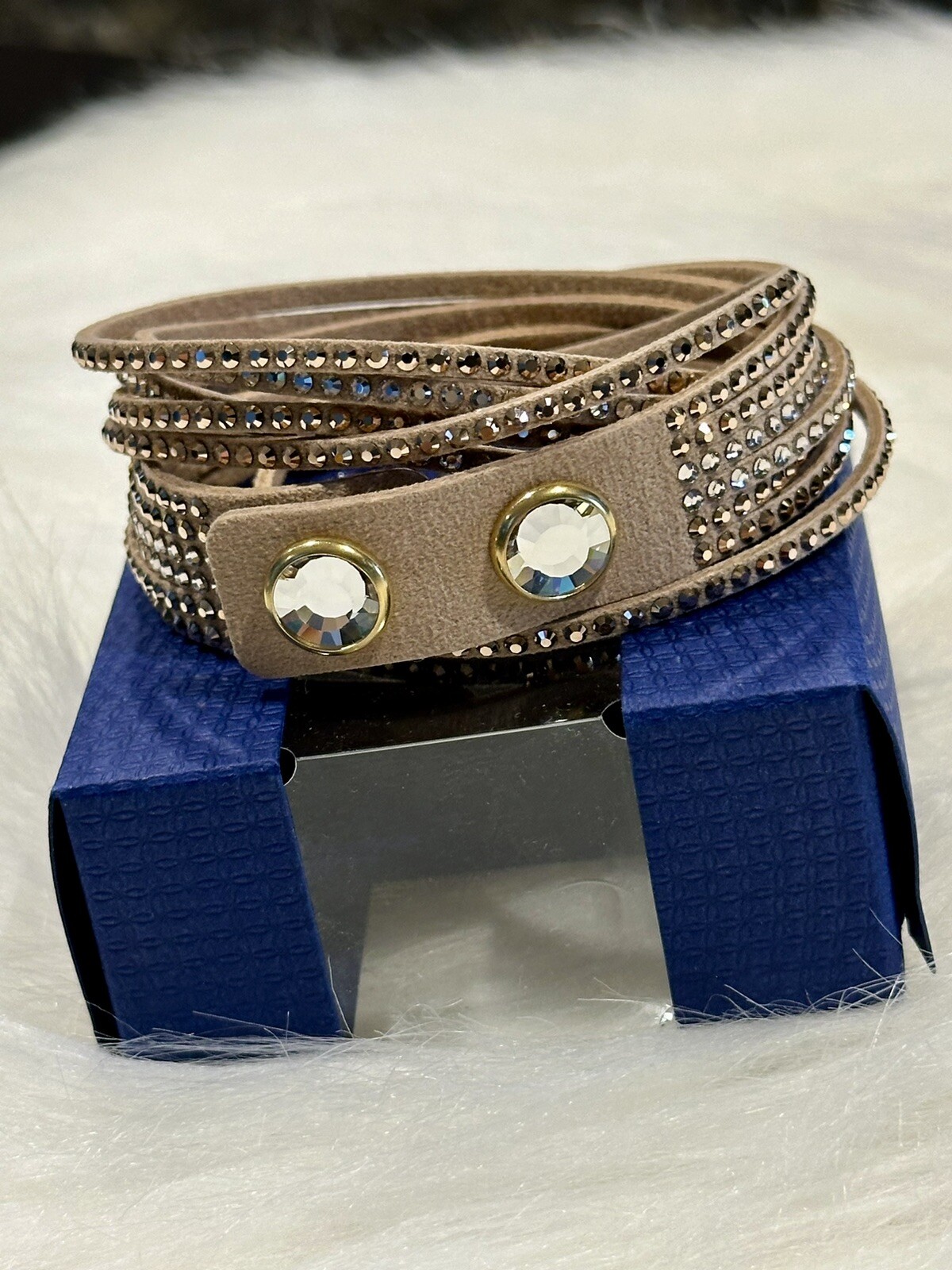 Swarovski Deluxe Slake Crystal Leather Wrap Bracelet, Choose Color (cc-104)