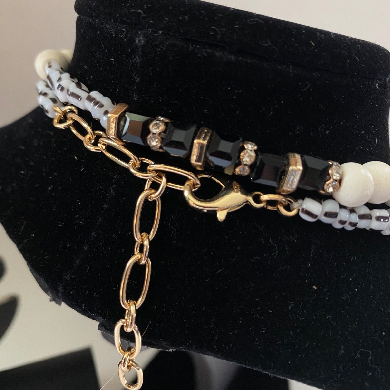 Lot of 8 Vintage to Now Costume Jewelry All Wearable – Gold Black White Mix