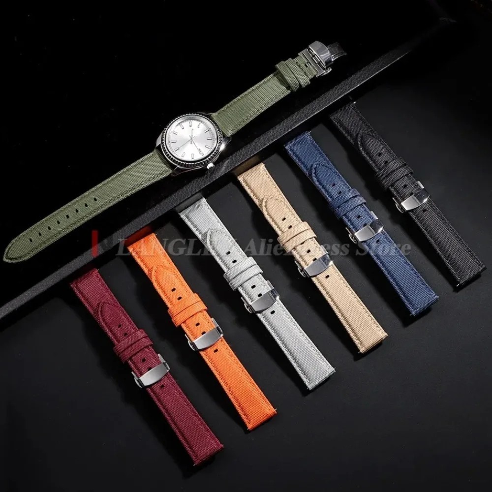 Premium Sailcloth Watch Band 20mm 22mm for Omega Seiko Nylon Strap Quick Release
