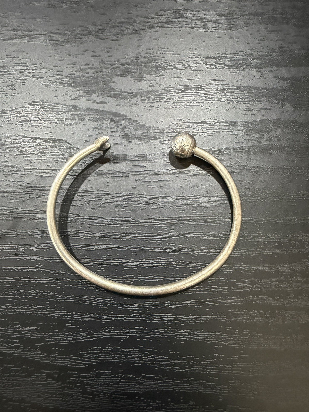 Pandora Sterling Silver Open Cuff Bangle Bracelet Moon & Stars- 6 3/4