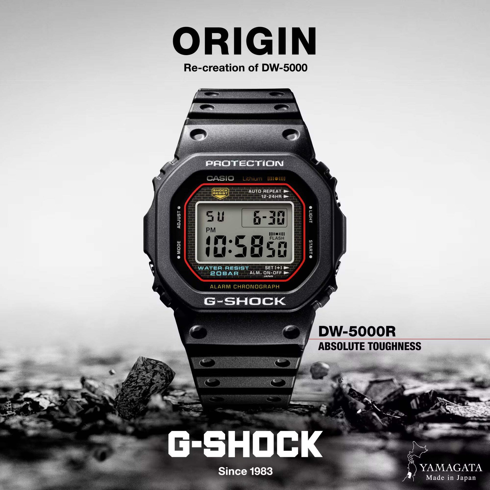 CASIO G-SHOCK DW-5000R-1A DW5000 BLACK “ORIGIN” DIGITAL WATCH