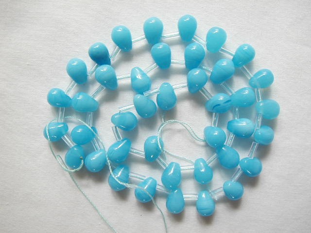 9mm sky blue quartz teardrop beads 16″ strand